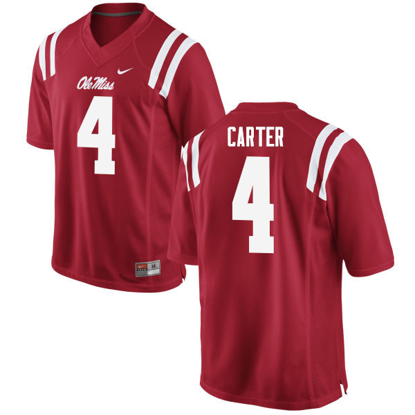 Men #4 Jacob Carter Ole Miss Rebels College Football Jerseys Sale-Red - Click Image to Close